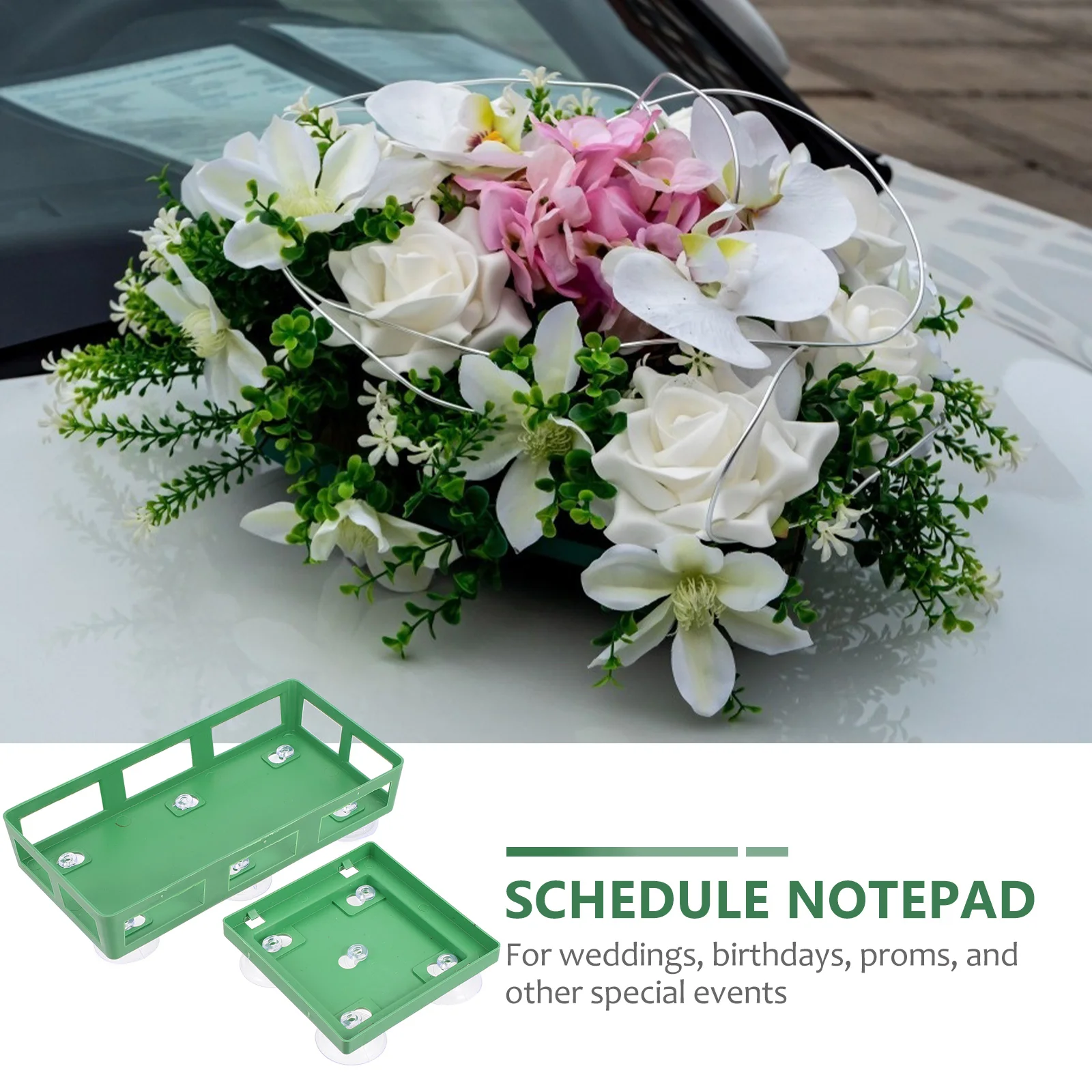

4pcs Rectangular Quadrangle Floral Disc With Sucker Wedding Car Decoration