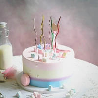 1set curve wedding birthday candle party cake decoration thread pencil candle birthday rainbow candle cake topper party supplies