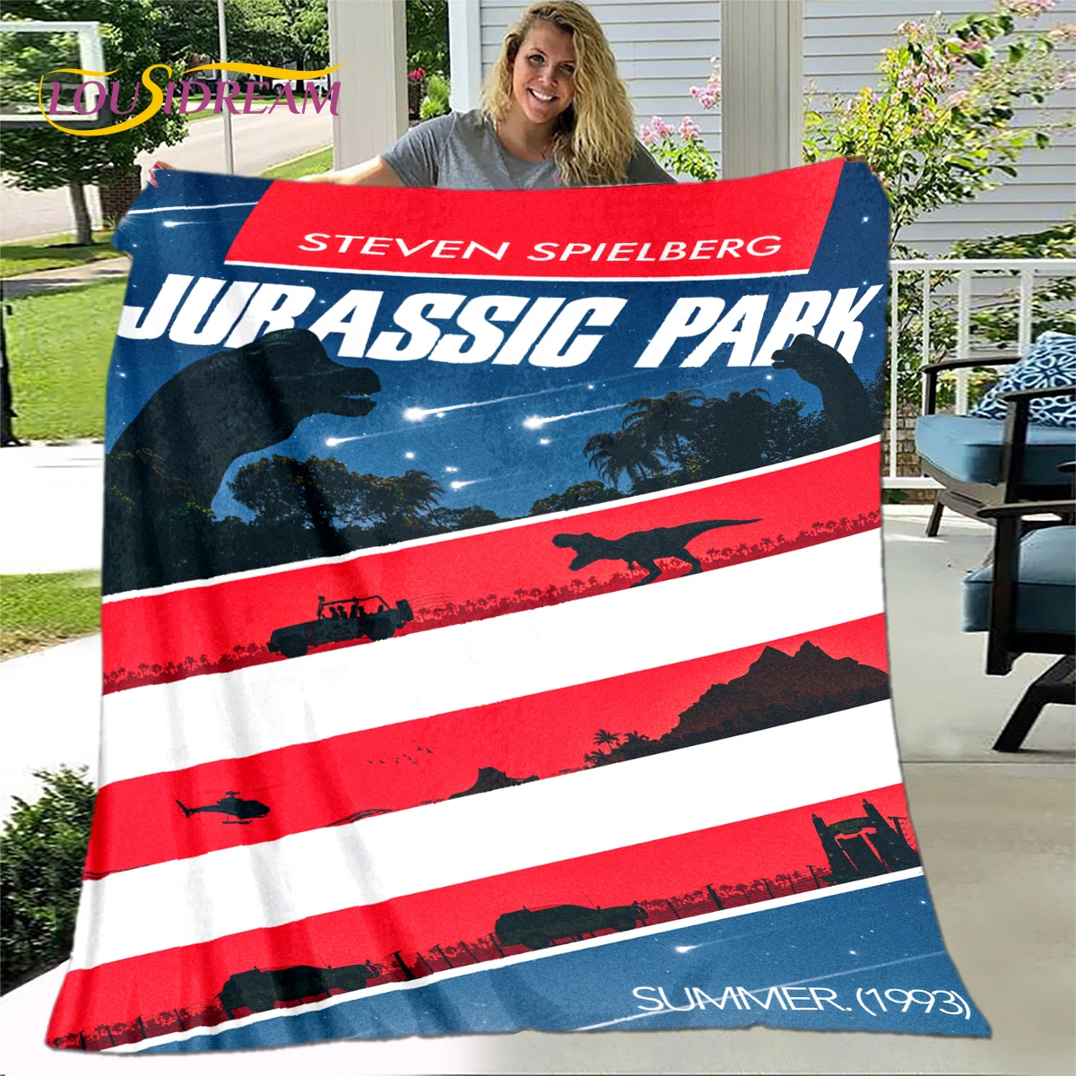 

New Cartoon Jurassic Park Blanket,Flannel Blanket Throw Blanket,Soft Warm Blanket for Living Room Bedroom Beds Sofa Decor Gift