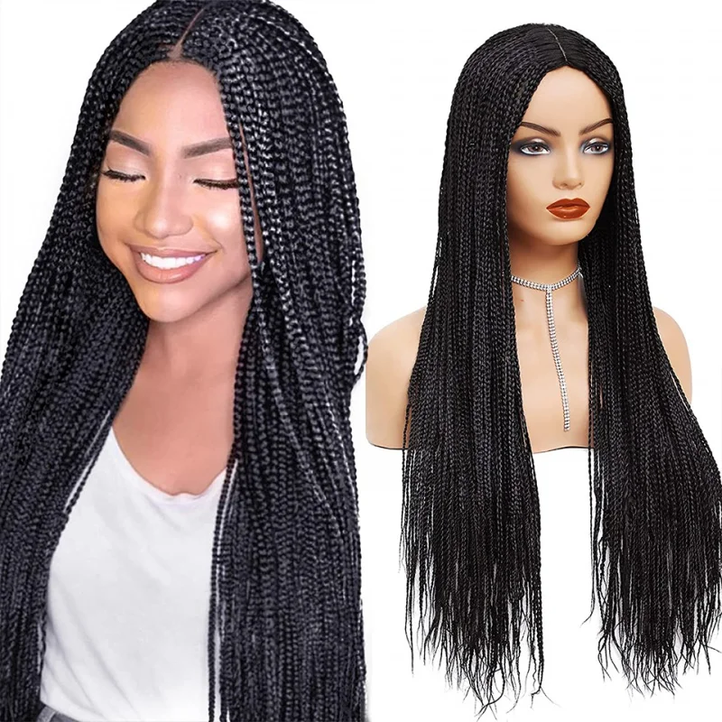 

Braid Wig Synthetic Hair Long Straight Braided Wigs For Black Women Fully Machine Made Twist Braids Wig Glueless Crochet Box Wig