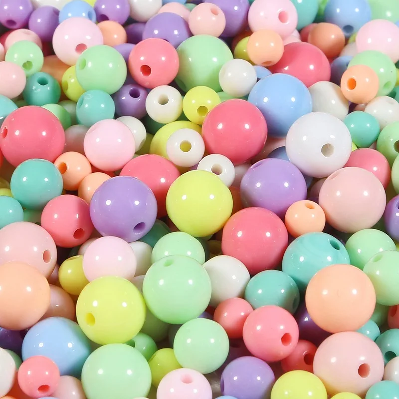 

33-420pcs/Lot Candy Color Round 6-12mm Acrylic Beads for Jewelry Making Accessories Loose Spacer Beads DIY Bracelet to Children