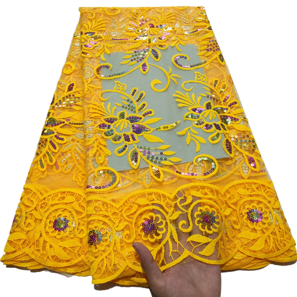 Французская сетчатая кружевная ткань 2024 Высококачественная вышитая блестящая