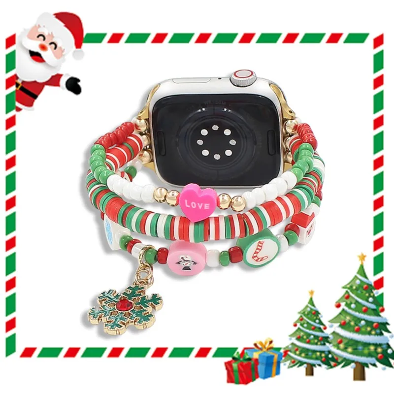 

Браслет Рождественский для Apple Watch Band 45 мм 44 мм 40 мм 38 мм 41 мм 42 мм, ремешок для IWatch Series 9 8 7 6 5 4 3 SE 2 Ultra 49 мм