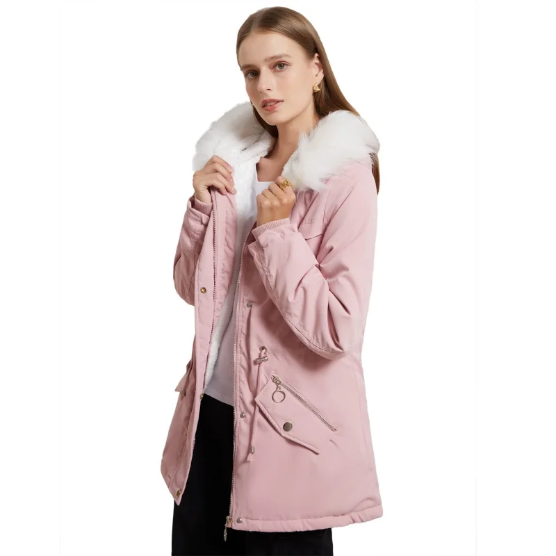 European new style to overcome the women's large size long velvet cotton padded clothes women warm wool collar loose winter coat