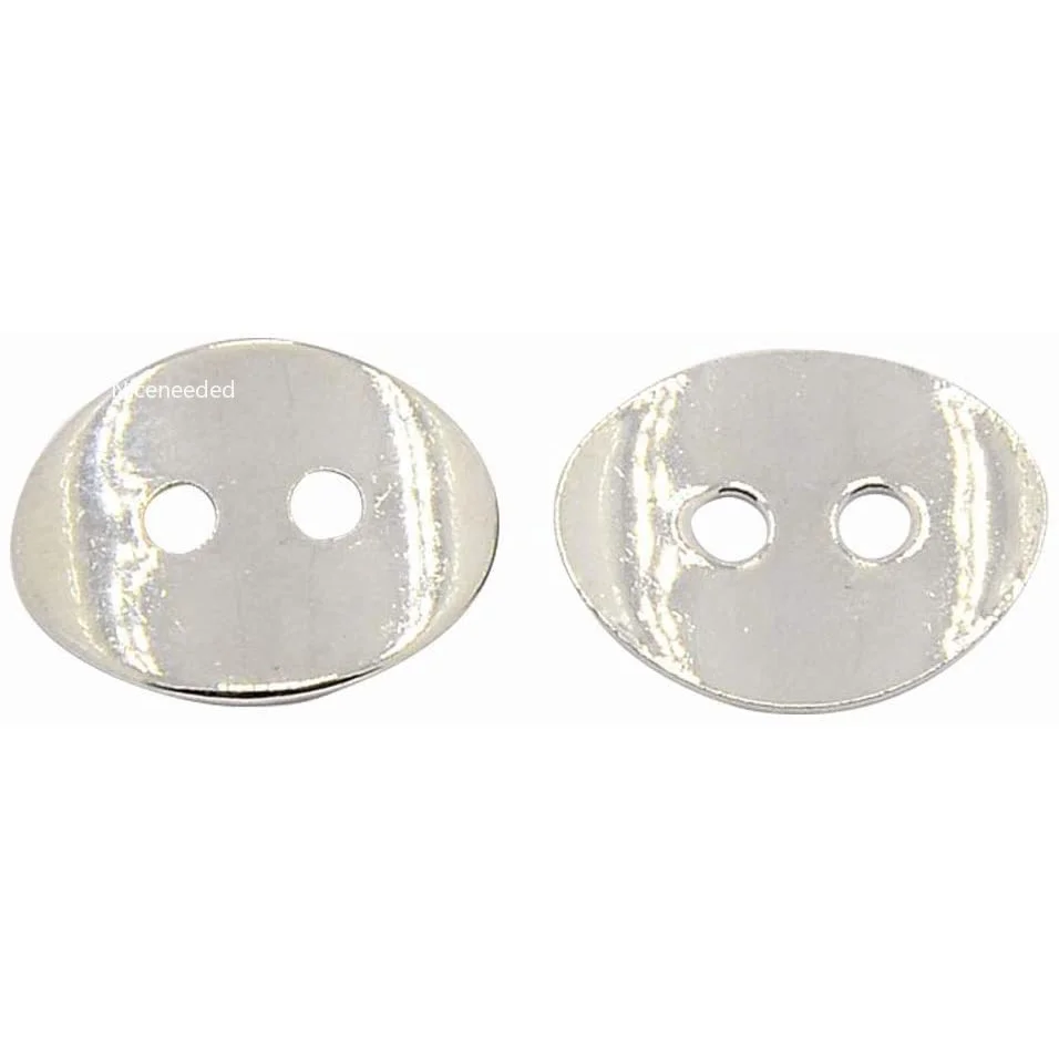 

100pcs Platinum Button Snaps Bracelet Clasps 2 Holes for Necklaces, Rings, Bracelet and Jewelry, 14x10mm
