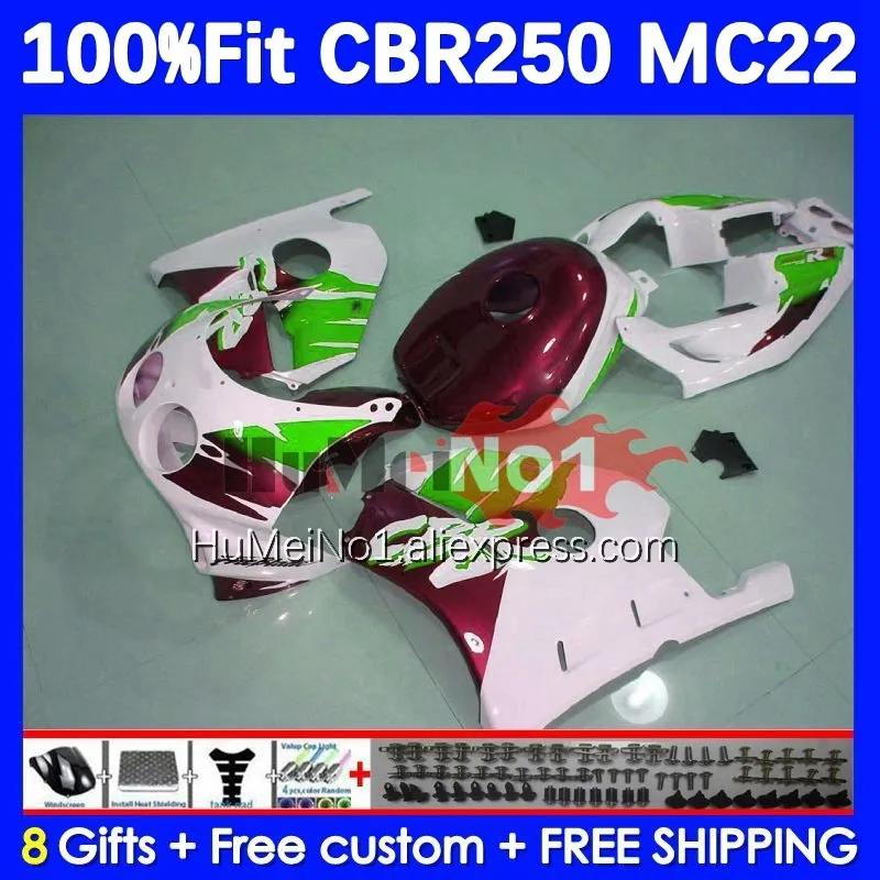 

Injection For HONDA CBR 250RR wine red blk CBR250RR 90 91 92 93 94 192No.234 MC22 CBR250 RR 1995 1996 1997 1998 1999 OEM Fairing