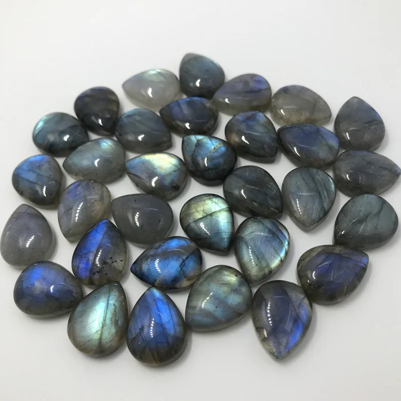 

AAA+ Quality No Hole Blue Labradolite Drop Pendant 12mmX15mm For Making Ring Necklace Earrings 100% Natural Labradorite