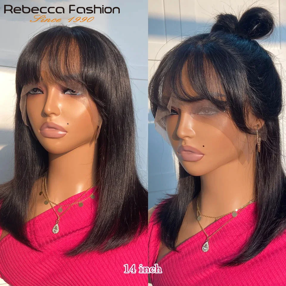 180D минималистский парик средней части на сетке боб с челкой прямые парики из