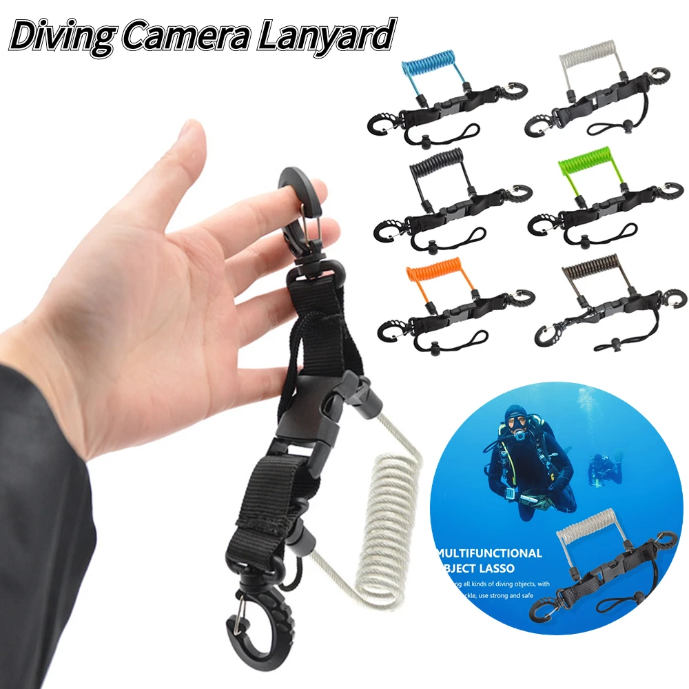 

TPU Camera Anti-lost Rope Quick Release Buckle Spiral Spring Coil Camera Drifting Lanyard Swivel Hook Diving Sports Accessories