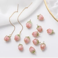 real plating copper metal charms 3d mini resin strawberry charms 2pcslot for diy jewelry making finding accessories