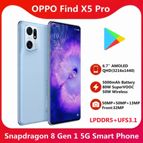 Смартфон OPPO Find X5 Pro, Snapdragon 8 Gen 1, 6,7 дюйма, AMOLED, 120 Гц, 5000 мАч