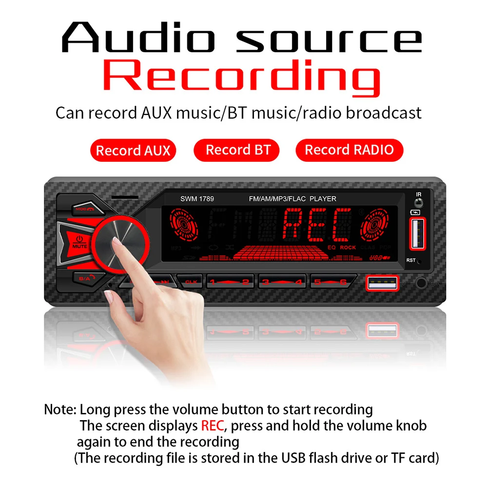 

Bluetooth-compatible 5.1 Wireless Car MP3 Player Stereo Audio Music Remote FM Receiver 60Wx4 Radio Station AUX/USB/TF Card Slot