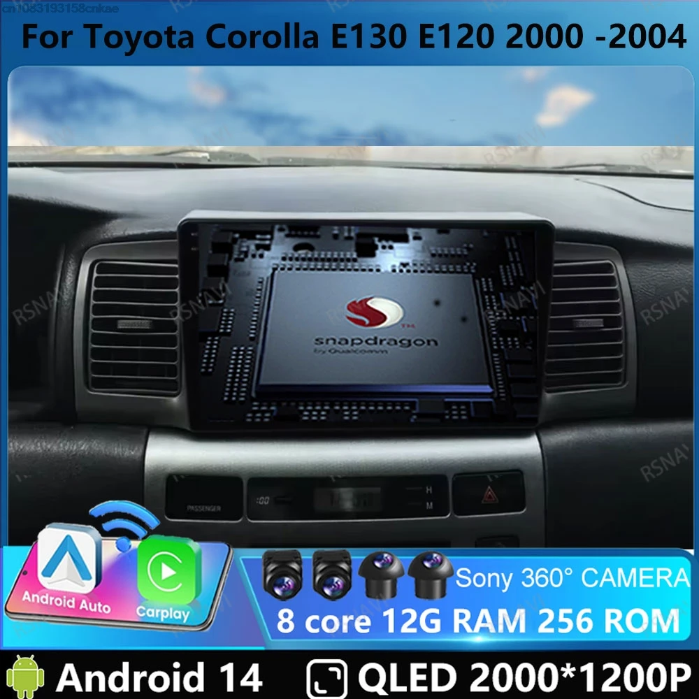 Автомобильный радиоприемник Andoird 14 для Toyota Corolla E130 E120 2000-2004 5G WIFI GPS DVD Авторадио