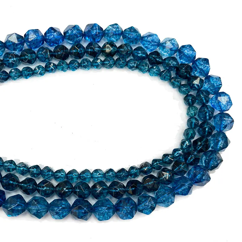 

Wholesale Natural Faceted Round Stone Blue Crystal Spacer Beads for Jewelry Making DIY Women Bracelet Necklace Charms 15''