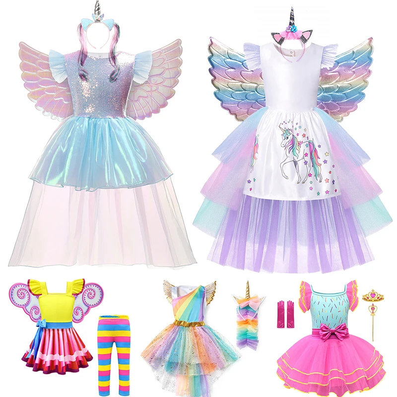 

Girls Pastel Unicorn Flower Tutu Dress Kids Cartoon Tulle Dress Ball Gown with Headband Children Party Costume Dress for 2023
