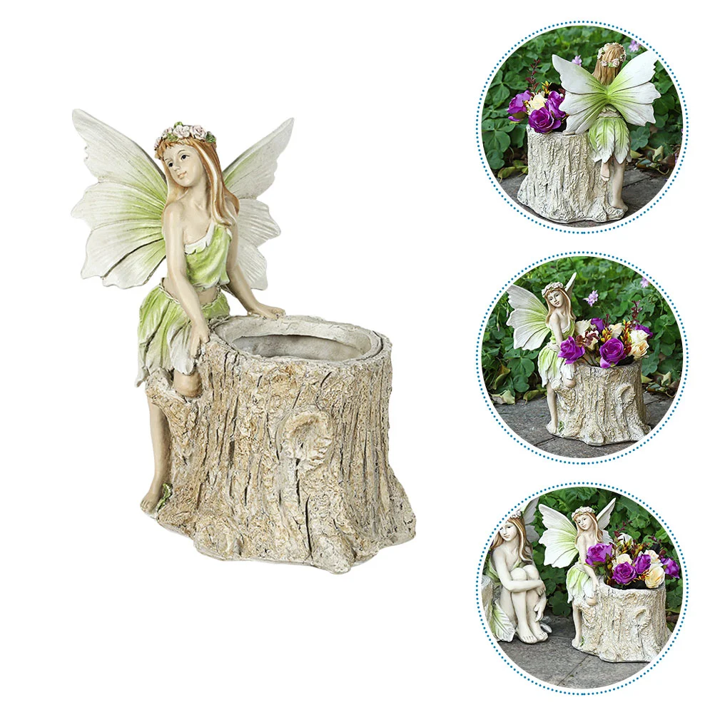 

1pc Gardening Plant Pot Fairy Shaped Succulent Pot Resin Flower Jar Craft