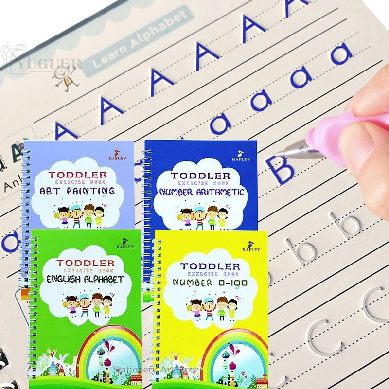 

SANK Montessori Reusable English Math Magic Book 0-100 3D Calligraphy Copybook Children's Notebook For Handwriting Writing Gifts