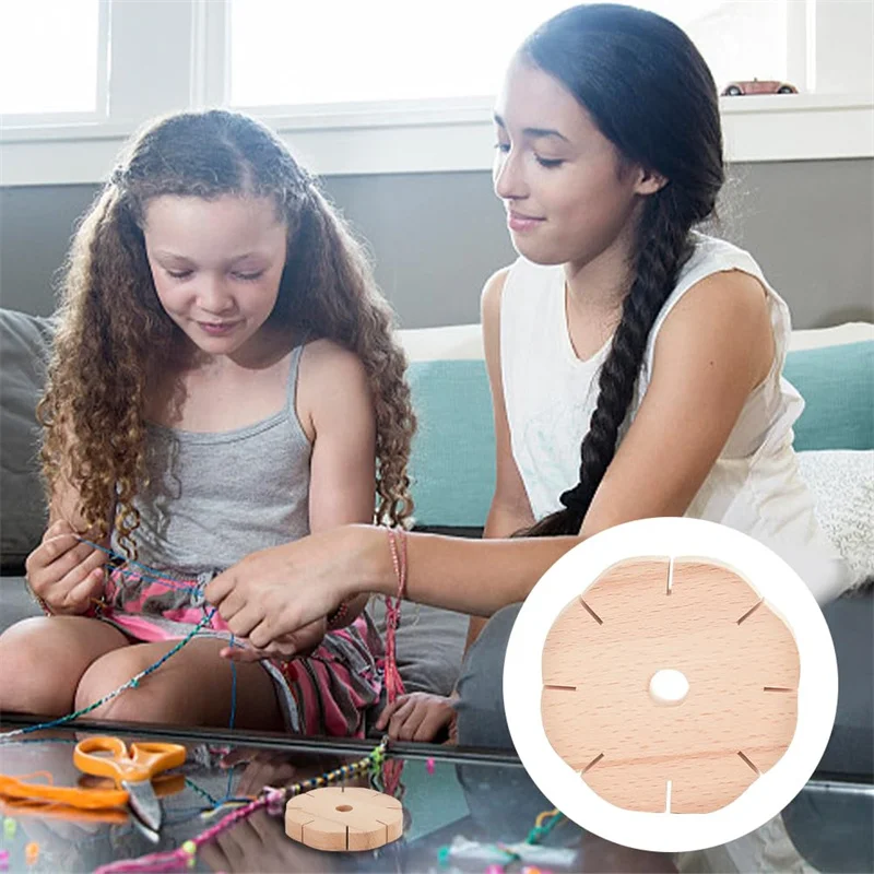 Деревянная веревочная оплетка круглый браслет вязание Kumihimo диск лоток плетеный
