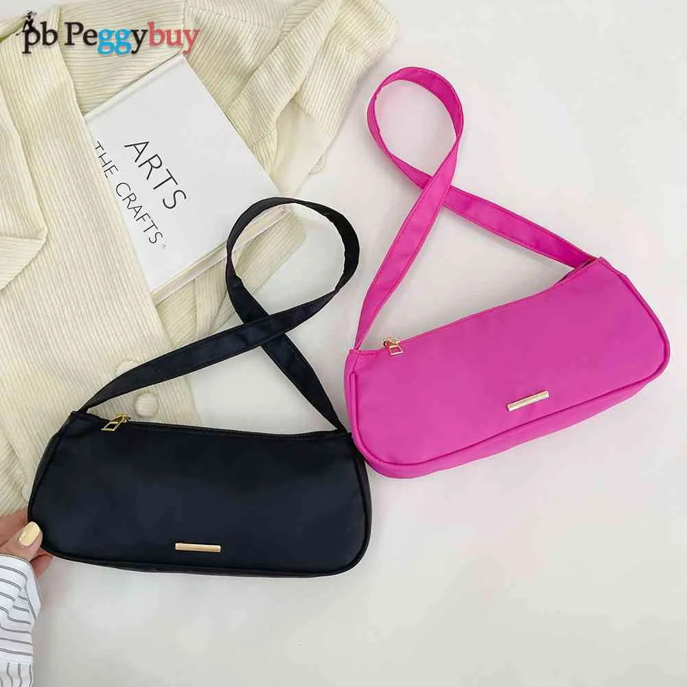 

Fashion Women Handbag Nylon Mini Fresh Style Capacity Solid Color Women Shoppper Bag Student Zippper School Pack
