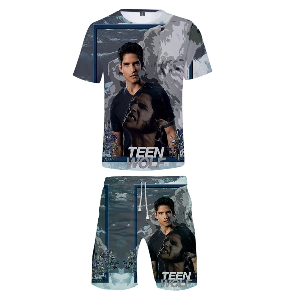 

Women/Men Two Piece Set Summer T Shirt+Shorts Harajuku Casual Streetwear&Pant Teen Wolf Science Fiction Cool Hip Hop