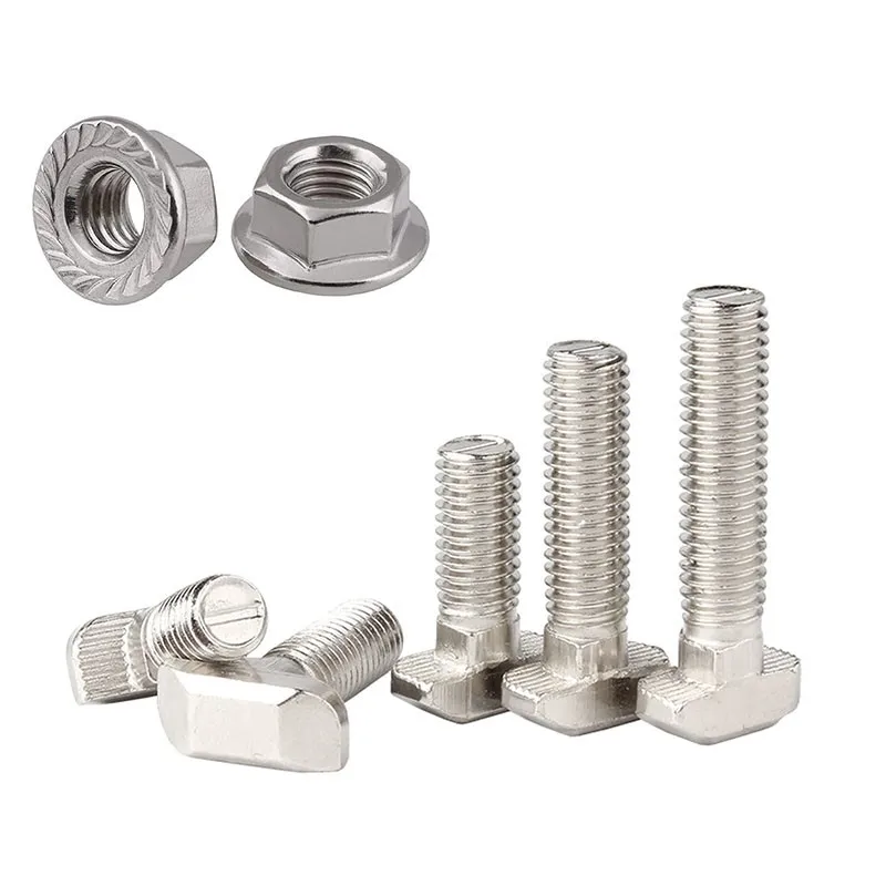 

50pcs/lot M5 M6 M8 T Bolt Screws for EU Standard 2020 30 40 Linear Rail Aluminum Profile 50pcs M5 M6 M8 Hex Flange Nuts Optional