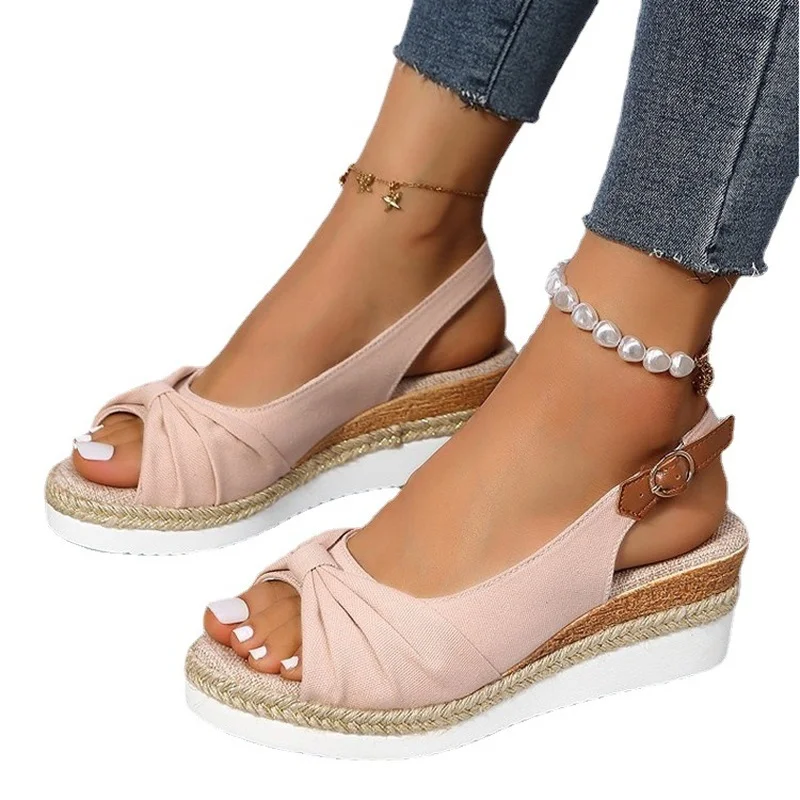 Shoes for Women Platform Buckle Peep Toe Women's Sandals Summer Wedges Female Light Comfort Office Sandal Ladies Daily Sandalias