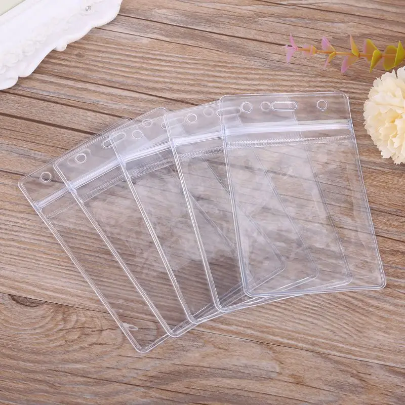 

5Pcs Name Badge Holder Vertical Transparent Card Holder for Women Men 066C