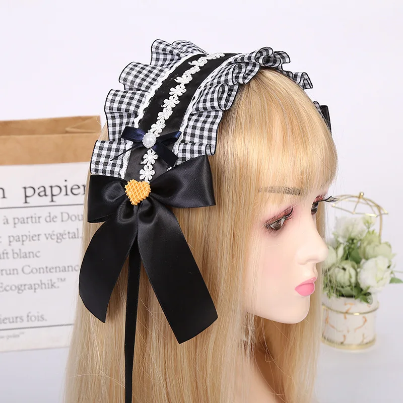 Милая повязка для волос с милым бантом аксессуары в стиле японской горничной