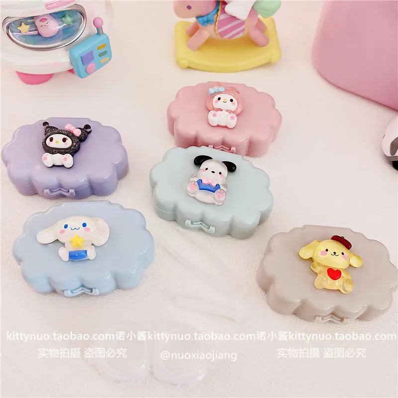 

Anime My Melody Cinnamoroll Kuromi Purin Dog New Sanrioed Kawaii Cartoon Cloud Shape Contact Lens Case Girly Style Portable Cute