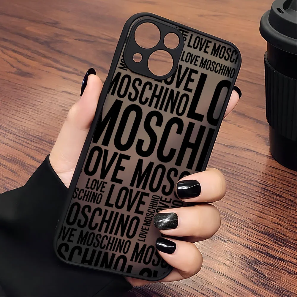 Cartoon Bear Phone Case For-M-M-Moschinoes-iPhone 16 15 14 13 12 11 Mini Pro Max X XR 7 8 Plus Matte Transparent Back Cover