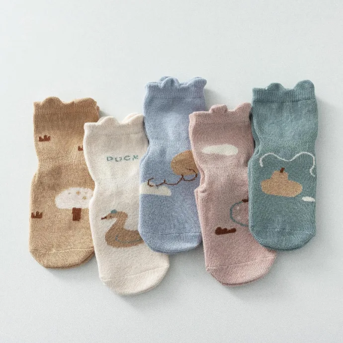 

2023 New Cute Baby Floor Socks Rubber Anti-slip Socks Cartoon Cotton Newborn Infant Toddler Kids Boys Girls Socks 0-5years Old