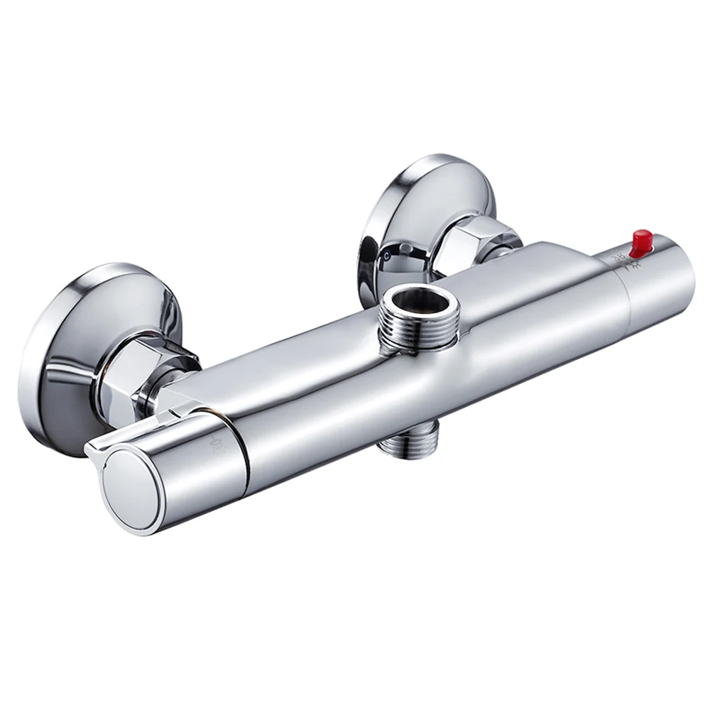 

Thermostatic Bath Shower Control Valve Faucets Bathroom Shower Faucet Wall Mounted Hot And Cold Twin Outlet Mixer Bathtub Tap