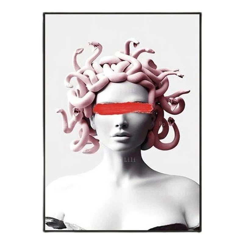 

Скульптура лица Горгоны, холст, живопись, современное настенное искусство для гостиной, спальни, Декор