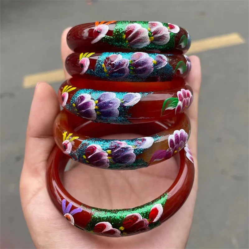 

Jia Le/ Natural Brazil Inlaid Peacock Red Agate Bangle Accessories Fine Jewelry Bracelet Man And Woman Couple Party Gifts