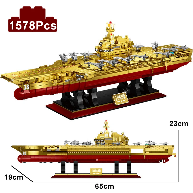 

1578Pcs Military WW2 NAVY ARMY Fujian Aircraft Carrier Warship Model Building Blocks Technical Battleship Weapon Bricks Toy Gift