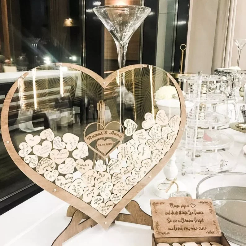 

Wedding Guest Book Alternative - Wedding Decor-Drop Heart Guestbook