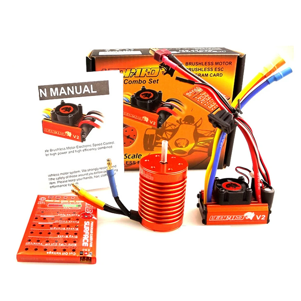 

SKYRC Leopard V2 9T 4370KV 2P Brushless Motor Leopard 60A ESC Program Card Power Combo Set for 1/10 Scale RC Car DIY Parts