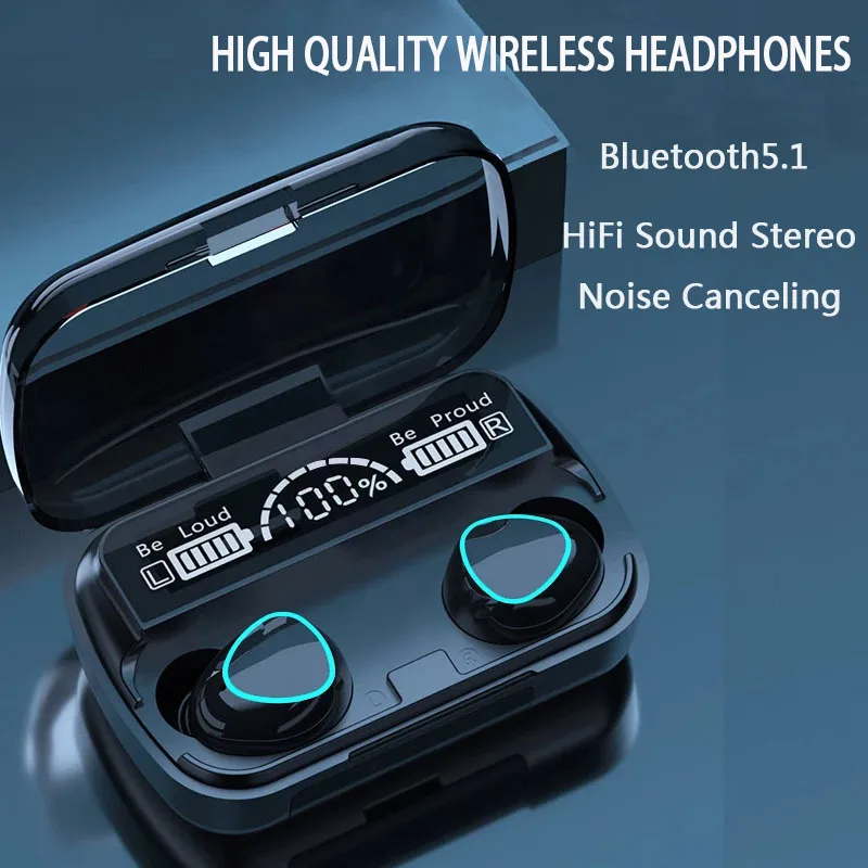 M10 TWS Bluetooth V5.0 наушники со светодиодным дисплеем Беспроводные с микрофоном 9D
