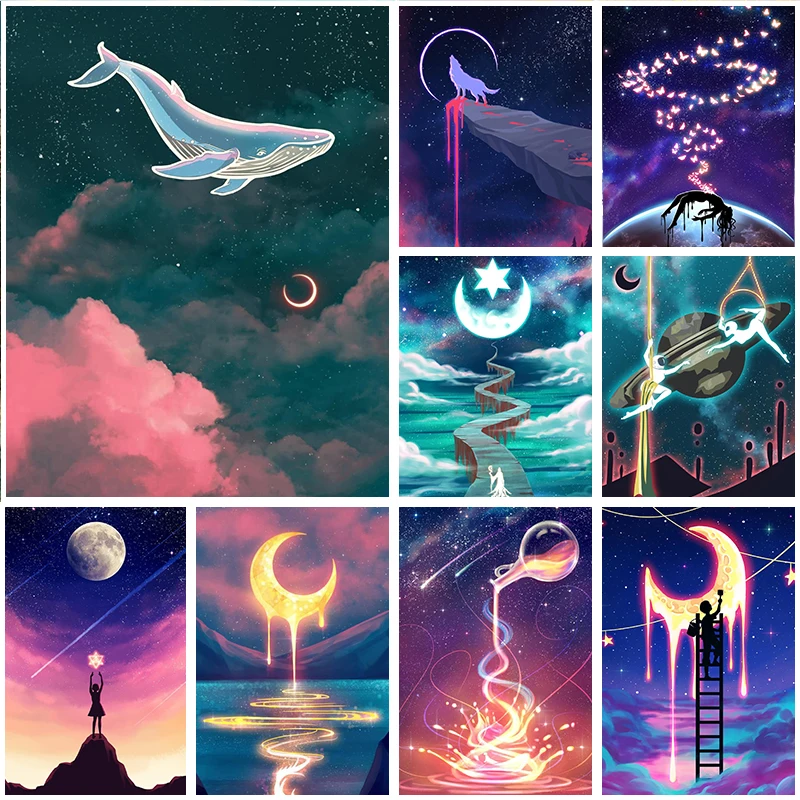 

Landscape Diamond Mosaic DIY Cross Stitch Kit Embroidery Diamond Painting Furniture Wall Decor Pendant