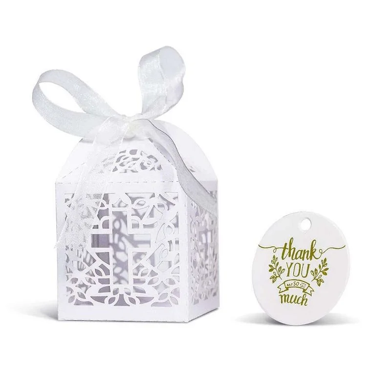 

60/100Pcs Laser Cut Cross Candy Box Wedding Favor Gift Packaging Boxes Candy Bag Baptism Birthday Communion Christening Party De