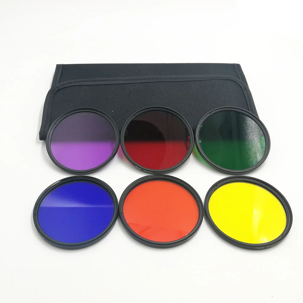 

6PCS 30/40.5/43/46/49/52/55/58/62/67/72/77/82mm Full Color Filters Set For Canon Sony Nikon Camera Lens Accessories with Bag