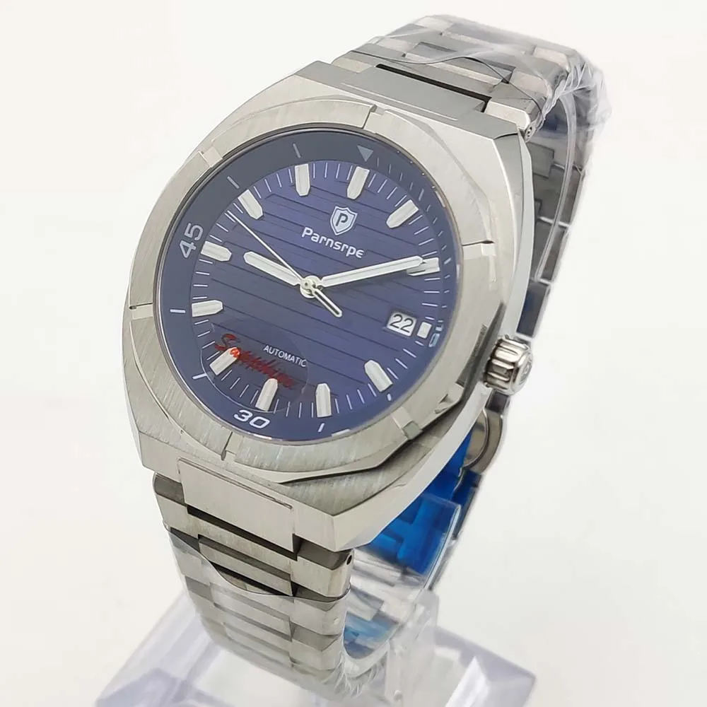 Мужские автоматические часы 42 мм мужские из нержавеющей стали с выпуклым