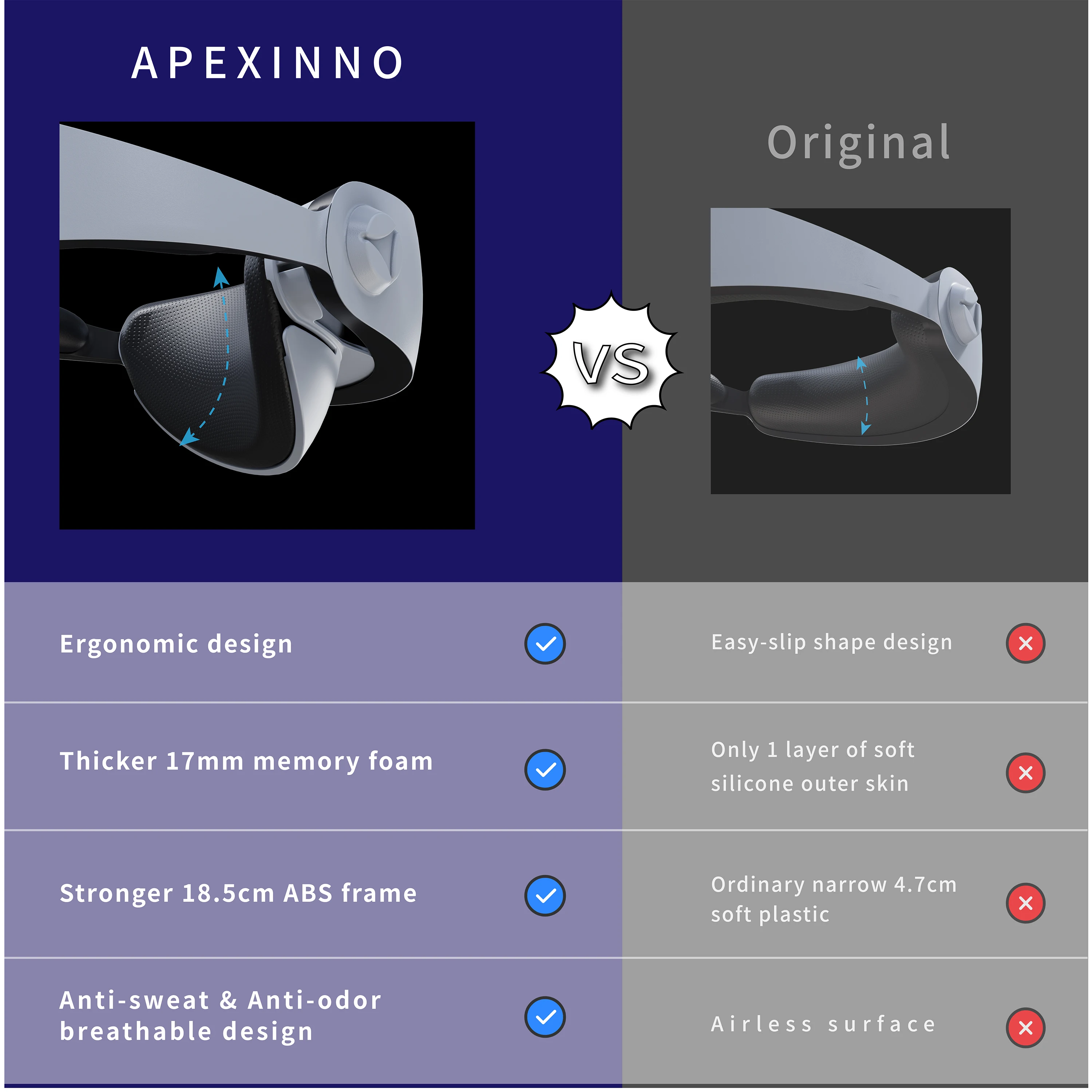 Фото APEXINNO для PSVR2 и PS5 VR ремешок на голову Удобная повязка на голову пенопластовая подушка для PlayStation VR2 vr аксессуары подушка №5