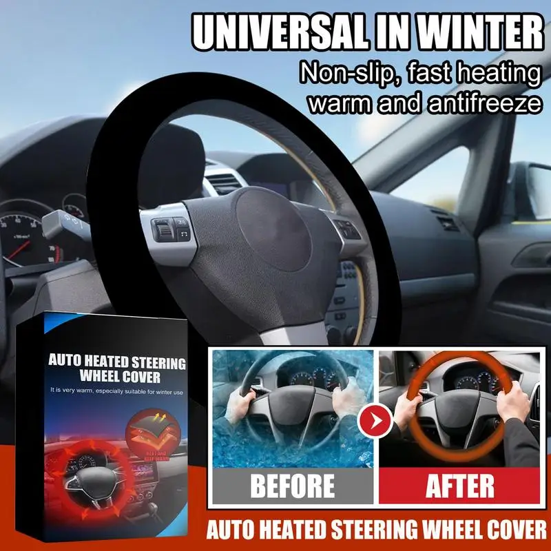 

12V Universal Heated Handle Cover Car Steering Wheel Cover Car Fast Heating Steering Wheel Protective Cover Case Car Accessories