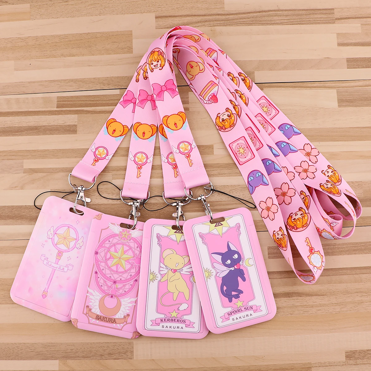 

KKZ095 Pink Magic Wand Elf Cartoon Icons Style Anime Lovers Key Chain Lanyard Neck Strap For USB Badge Holder DIY Hang Rope