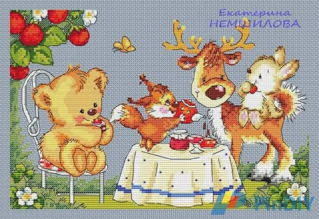 Набор для вышивки с изображением животных 37-28 послеобеденного чая наборы