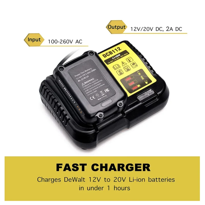 Зарядное устройство DCB112 для аккумуляторов Dewalt 10 8 В 12 14 4 18 в 20 DCB200 DCB101 DCB115 DCB107 DCB105