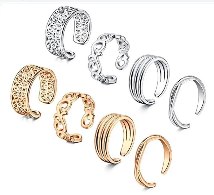 

Summer Beach Vacation Knuckle Foot Ring Open Toe Rings 8pcs/Set for Women Girls Finger Adjustable Jewellery