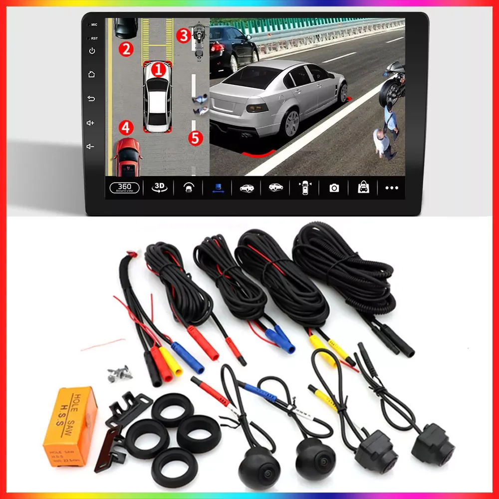 

360° Panoramic Camera 1080P AHD Front /Rear /Left /Right Rear View Cameras System for Android Auto Radio Night Vision