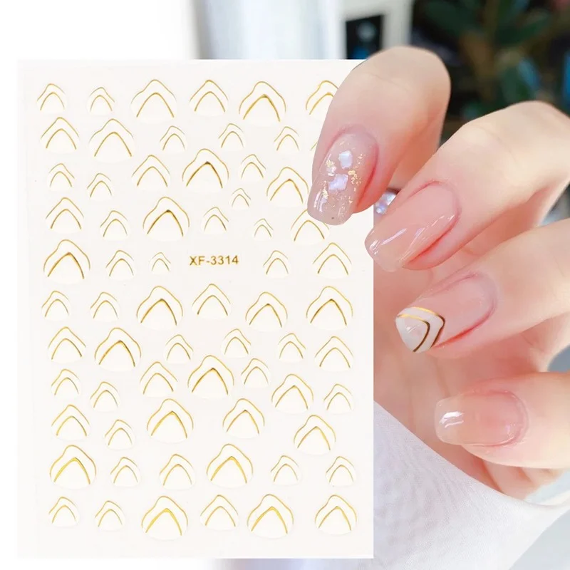 

Tomoni 5D Acrylic Engraved Sticker Japanese Adhesive Gold Line Hill Ocean Wave Pattern 5D Reliefs Nail Art Stickers Decal Slider